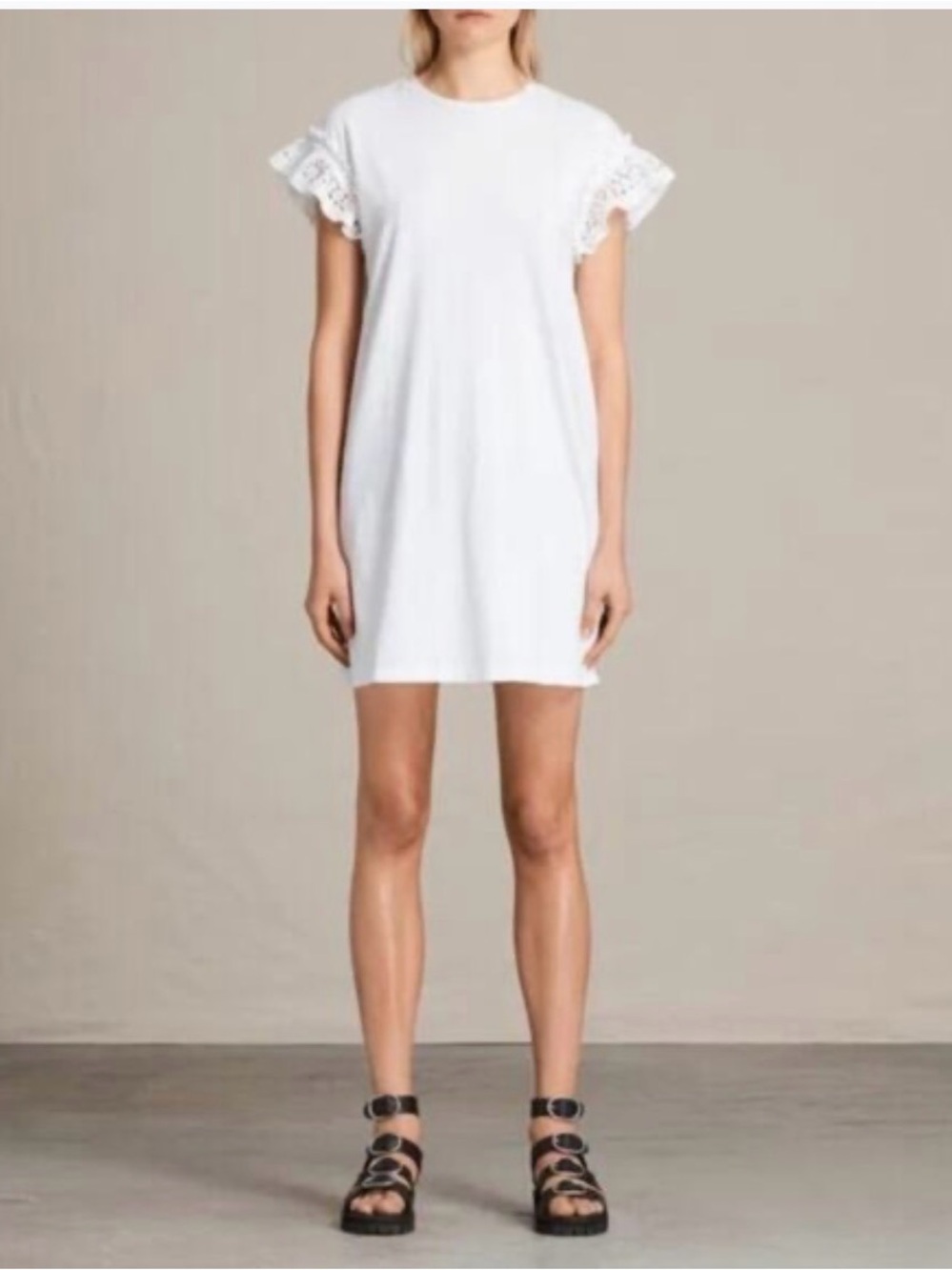 All Saints White Eyelet Sleeve T-Shirt Trixie Dress